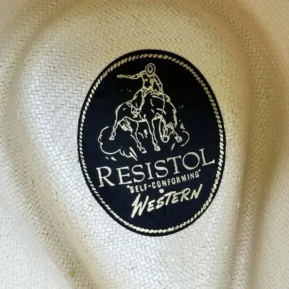 VTG Resistol Straw Cowboy Hat Long Oval George Strait Natural Sz 7 1/8